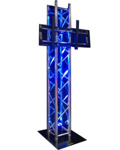 2m Box truss TV  Screen Stand package with TV bracket & BLACK 600mm base plate